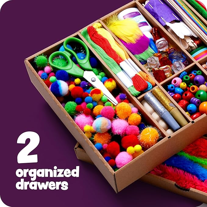 Dan&Darci Arts and Crafts Vault - Craft Supplies Kit in a Box - Easter Gift for Kids Ages 4 5 6 7 8 9 10 11 & 12 Year Old Girls & Boys - Crafting Set Kits - Gift Ideas for Kid Art Activity Gifts
