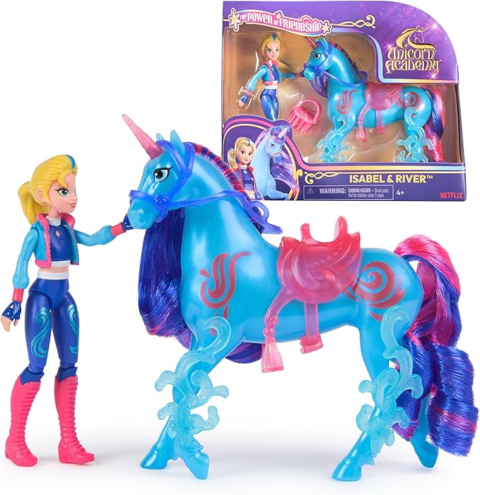 Unicorn Academy, Isabel & River Power of Friendship Set with Translucent Saddle & 2 Power Accessories, Dolls & Unicorn Toys for Girls Ages 4 and up