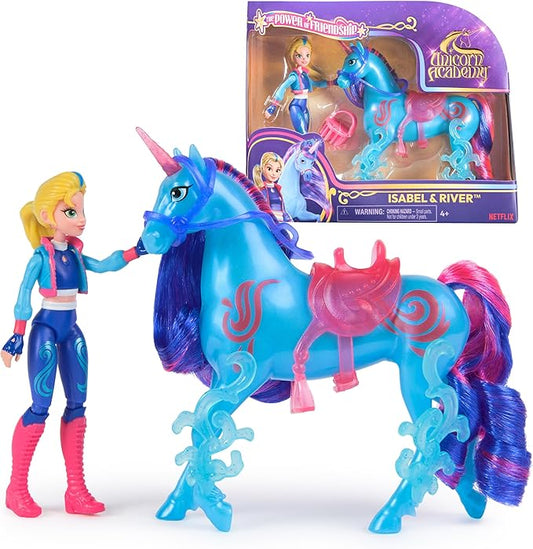 Unicorn Academy, Isabel & River Power of Friendship Set with Translucent Saddle & 2 Power Accessories, Dolls & Unicorn Toys for Girls Ages 4 and up