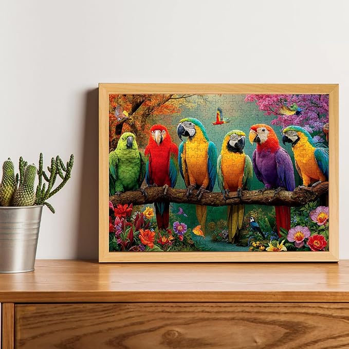 Parrot Puzzles for Adults 500 Pieces - Colorful Forest Bird Jigsaw Puzzle, Beautiful Wildlife Puzzles with Letters on Back, Challenging Hard Difficult Spring Puzzles as Thanksgiving Home Decor