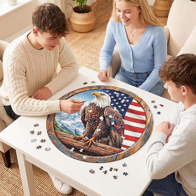 1000 Piece Puzzle for Adult, Bald Eagle Jigsaw Puzzle 1000 Pieces, Impossible Challenging Fun Puzzle for Adult, Round 26.6 x 26.6 Inch Unique Difficulty Puzzle for Birthday Gift