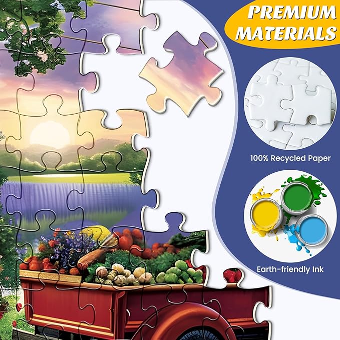 2 Pack 500 Piece Puzzle for Adults, Cottage Farmhouse Jigsaw Puzzle for Adults Teens,Large Piece Puzzle, Glossy & Sturdy Pieces,Challenging Family Game Great Gift,20.5x15 in