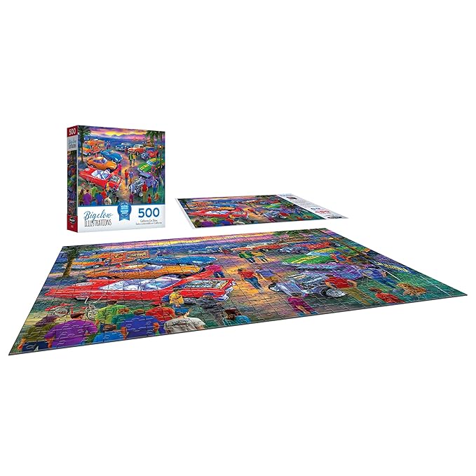 Roseart - Bigelow Illustrations - California Car Show - 500 Piece Jigsaw Puzzle for Adults
