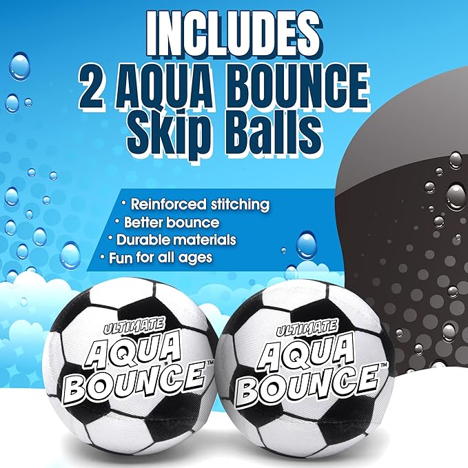 Activ Life Ultimate 2 Pack Larger 3” Water Skip Balls - Bouncing Balls for Swimming Pool & Beach Fun - Designs Include Baseball, Basketball, Volleyball, and Tennis for Kids, Friends, and Family