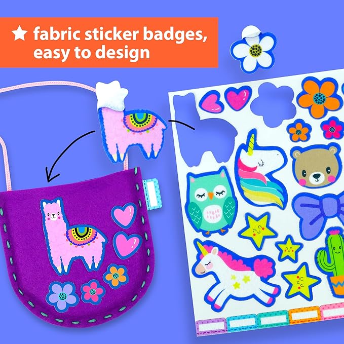 KRAFUN My First Sewing Bag Kit Arts & Crafts for Beginner Kids, 6 Easy DIY Sewing mini Bag Holder Case Projects of Animal Theme, Instructions Learn to Sew & Felt Embroidery, Gift for Girls & Boys