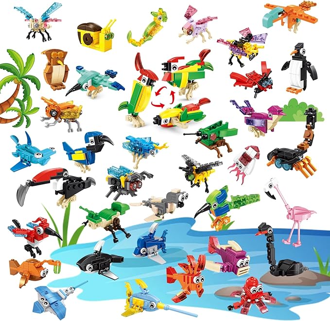 36 Packs Mini Building Blocks Set Party Favors Building Blocks for Kids 4-8, Goodie Bags Stuffers for Kid, Prize Box Toys for Kids Classroom