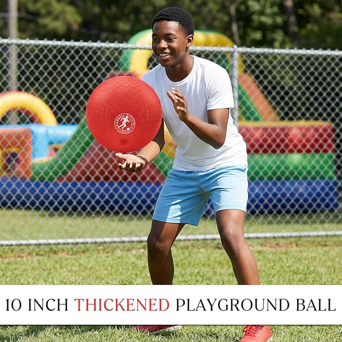 10 Inch Kickball Playground Ball Dodgeball Balls 4 Square Balls, Pack of 3, Dodge Balls for Kids, Kickballs Handball for Indoor Outdoor Games, Includes Pump