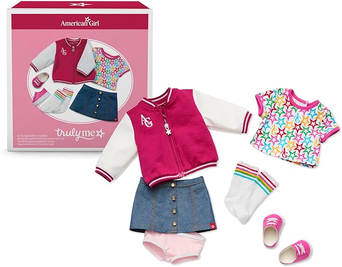 American Girl Truly Me, 18-inch Doll Clothes, AG Star Squad Outfit, with Varsity Jacket, 4 Pieces, Ages 6+