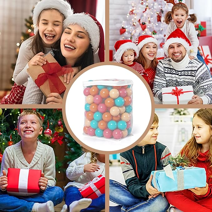 GOGOSO Ball Pit Balls for Toddler, Baby Plastic Playballs Kids Soft Pastel Pelotas Non-Toxic BPA-Free,Cream Pink+Orange+Green,100 Balls