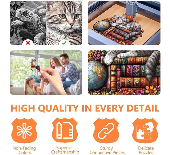 Wooden Puzzles for Adults - Dr. Cat Puzzle for Adults, Unique Shape Wooden Jigsaw Puzzle, Wood Puzzles Adult, Good Gift Idea for Cat Lovers, Home Decor (M-11.4 * 10.1in-170 Pieces)