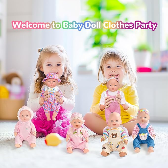 WONDOLL 6 Sets 14-16 Inch Baby Doll Accessories & Clothes - Dress Outfits Headbands Accessories fits New Born 43cm , 15 inch Baby Doll(no Doll