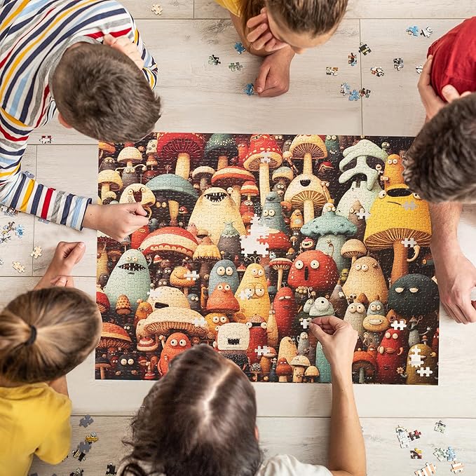 Jigsaw Puzzles for Adults 1000 Pieces, Funny Difficult Challenging Unique Puzzle for Game Night Family Home Decor, 20x27 Inches, Dense Monsters-1