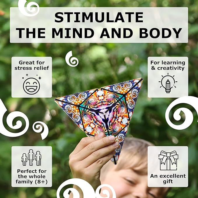 Shashibo DODECA Shape Shifting Box - STEM Fidget Toy with Ultra Strong Magnets - Sensory Puzzle Cube Transforms Into 100+ Shapes, Easter Basket Stuffers Gift for Kids, Teens, and Adults (Atlantis)