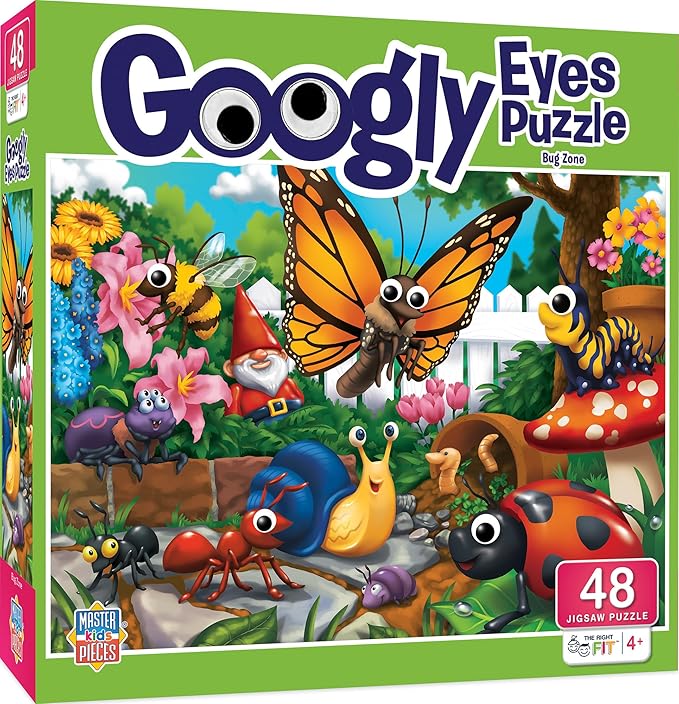 Masterpieces Funny Puzzle - Googly Eyes 48 Piece Jigsaw Puzzle for Kids - Bug Zone - 14"x19"