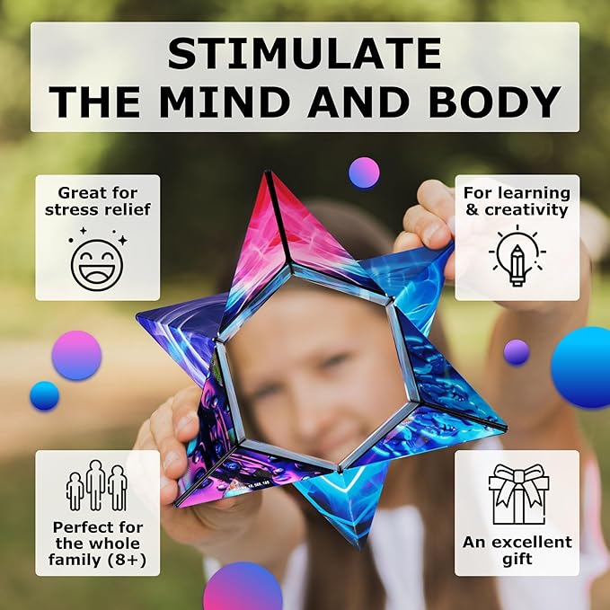 Shashibo Shape Shifting Box - STEM Fidget Toy with Ultra Strong Magnets - Sensory Puzzle Cube Transforms Into 100+ Shapes, Easter Basket Stuffers Gift for Kids, Teens, and Adults (Vapor)