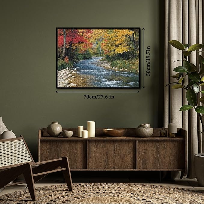 Beautiful Forest Landscape Puzzles for Adults 1000 Pieces, Aesthetic Autumn River Plant Jigsaw Puzzle, Impossible Nature Art Puzzles