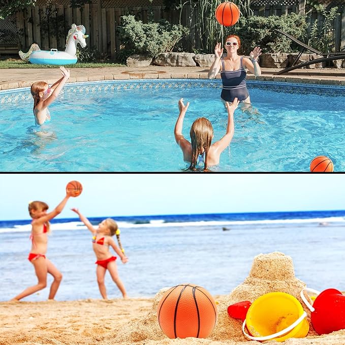 18 Pcs 5" Mini Basketball Set with Pump, PVC Small Basketball for Over The Door Hoop Games, Party Favors, Indoor Outdoor Play, Adults Kids, Pool Beach