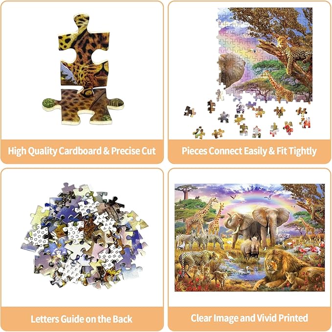 Jigsaw Puzzles 1000 Pieces African Animal Puzzles Animal World Jigsaw Puzzles for Adult Teens Kids Jungle Scene Jigsaw Puzzles Game Toy Gift Home Decoration