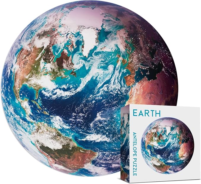 ANTELOPE 2 in 1 Puzzle Bundle, 1000 Piece Round Earth & Space Jigsaw, Ages 12 and Up