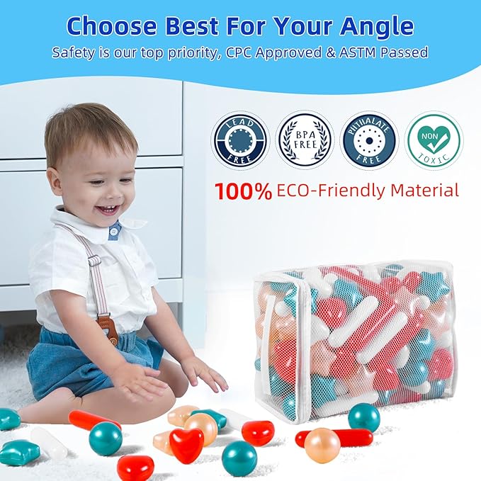 STARBOLO Ball Pit Balls Stars Hearts Gaint Sprinkles150pcs,Red Green Colors