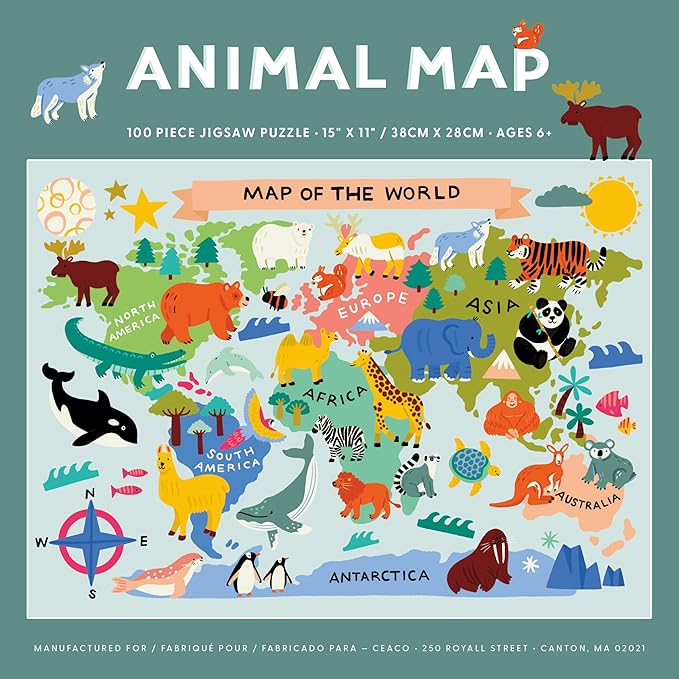 Ceaco - Animal Map - 100 Piece Jigsaw Puzzle