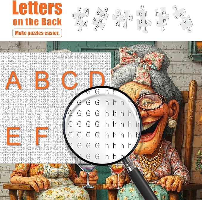 Happy Grandma Paper Puzzles for Adults 500 Pieces - Funny Old Sisters Jigsaw Puzzle Porch Scene, Senior Women Best Friends Puzzle, Home Decor Challenge Commemorative Gift for Old People