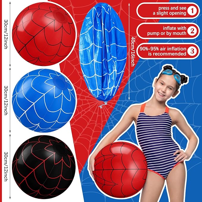 Sotiff 12 Pack Inflatable Beach Balls Bulk 12" Inflatable Pool Balls Bulk for Summer Beach Swimming Pool Birthday Party Gifts Supplies Decoration