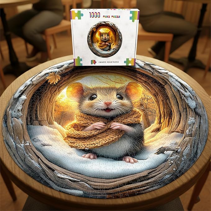 Round Puzzles for Adults 1000 Pieces, Hard Difficult Challenging Puzzles for Adults, 3D Cave Mouse Jigsaw Puzzles 1000 Pieces for Seniors, 3D Visual Flat Puzzle (26.6 x 26.6in)