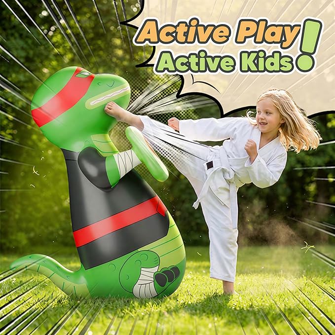 iPlay, iLearn Inflatable Punching Bag for Kids, Toddler 49" Blow up Boxing Bop Bag Toys, Training Bopper W/Ball Toss Game, Indoor Outdoor Fun Sports Activiy, Birthday Gift 3 4 5 6 7 8-12 Yr Child Boy