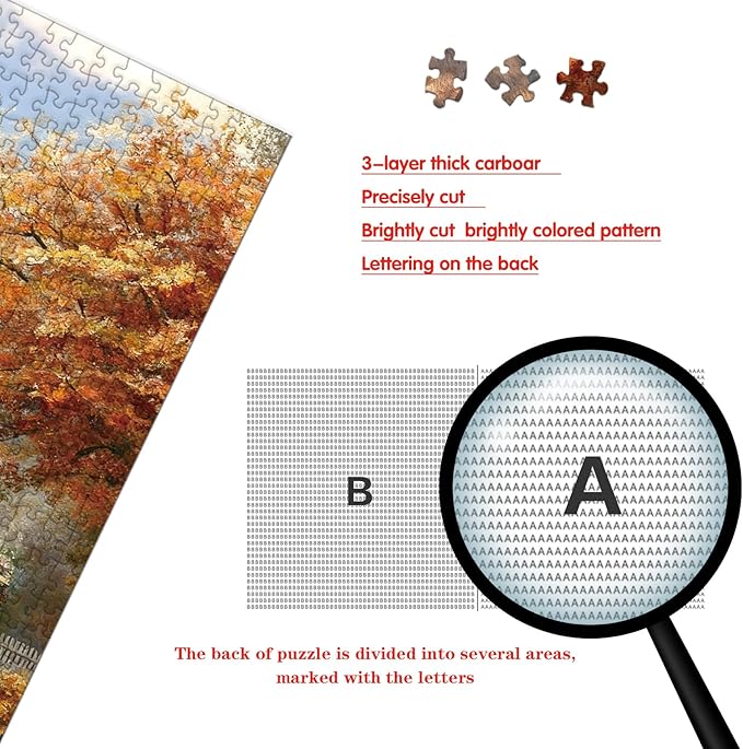 Puzzle for Adults 1000 Pieces, Thatched Cottage Puzzle, Challening Impossible Difficult Hard Fun 1000 Pieces Jigsaw Puzzles for Adults Family with Letters on Back