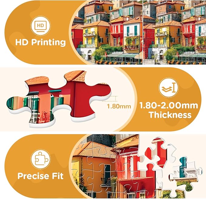 500 Piece Puzzle for Adult,Lake Como Scenery Italy Jigsaw Puzzle for Adults Seniors,Puzzle with Letters on Back,Interlock Perfectly No Dust,Challenging Family Activity Game Gift for Family,20.5*15 In