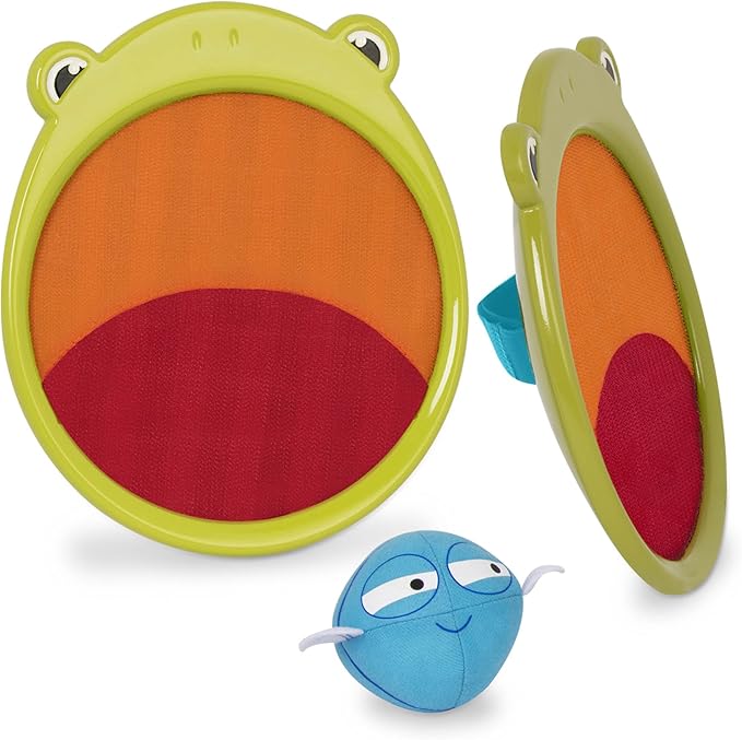 B. toys – Catch & Toss Game – Critter Catchers – Frankie the Frog – Sports & Outdoors Playset – 2 Frog Paddles & Fabric Ball – Active Toys for Kids – 3+ Years