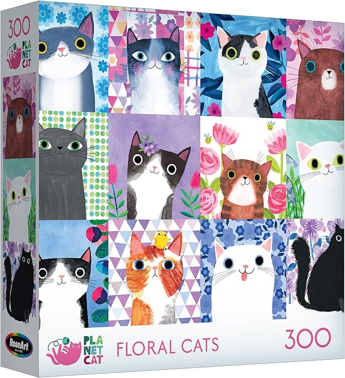 RoseArt - Planet Cat - Floral Cats - 300 Piece Jigsaw Puzzle for Adults