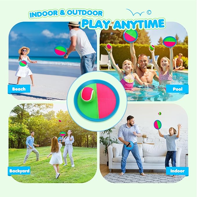 Toss and Catch Ball Set Upgraded - Kids Toys Beach Toys Baseball Games - Sturdy & Water-Resistant Great for Outdoor Pool Yard Games - Classic Gift for Boys Girls 3 4 5 6 7 8 9 10 11 12+ Years Old