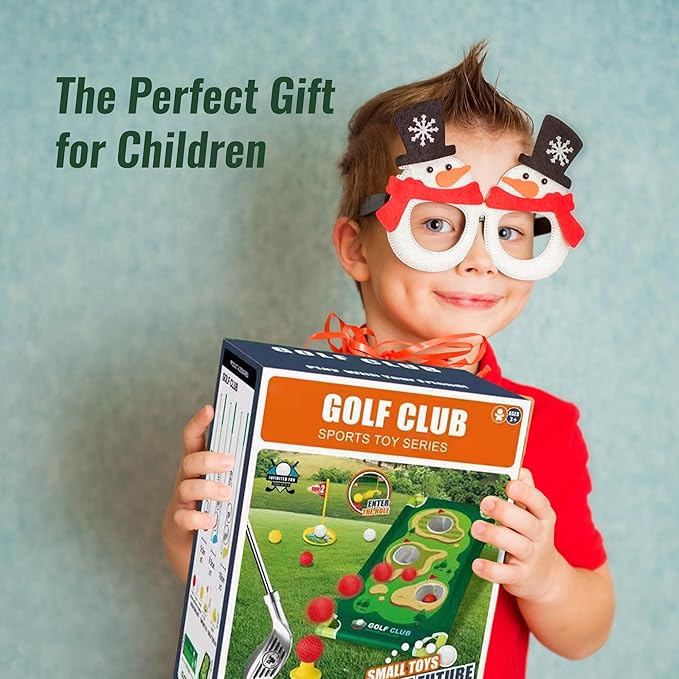 Toddler Golf Clubs Set - Kids Retractable Indoor Outdoor Game Play Toys for 3 4 5 6 7 8 Years Old Boys Girls - Realistic Yard Toy Kit with Adjustable Golf Club Putting Mat Cornhole Board Scoreboard