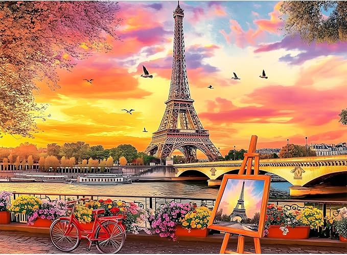 500 Piece Puzzles for Adults,Jigsaw Puzzles 500 Pieces Tower Puzzles for Adults 500 Pieces Romance Sunset Puzzle Adult Jigsaw Puzzles Games Premium Cardboard Puzzle for Tabletop Family Activity Gift