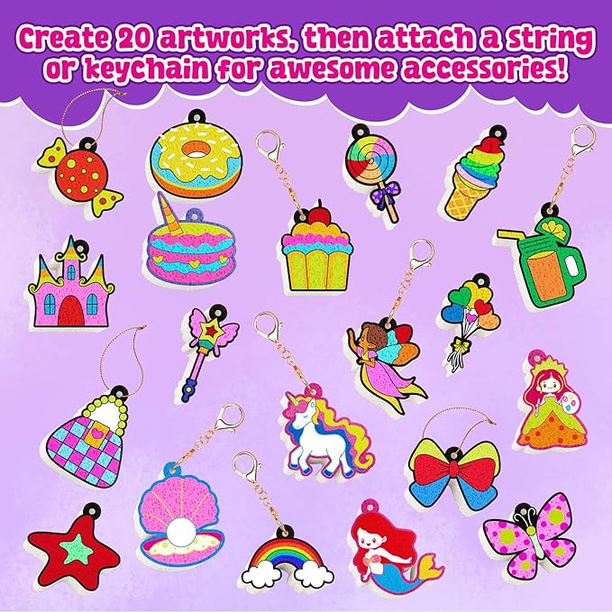 JoyCat Art Kit- 3D DIY Foam Texture Painting Kit, Unicorn & Princess Magic Puffy Paint Kit, Easter Basket Stuffers, Craft Kits for Kids, Creative Gift for Girls & Boys Ages 4, 5, 6, 7, 8, 9, 10