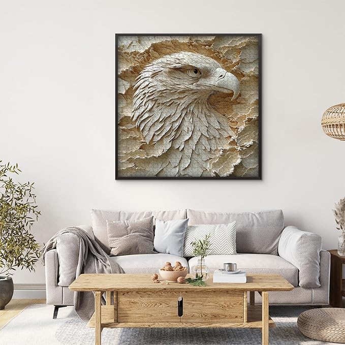 Paper Eagle Jigsaw Puzzle 1000 Pieces for Adults，White Bald Eagle Paper Cut Art Bird Puzzle，Unique Impossible Animal Puzzle Hard Difficult Challenge for Adults