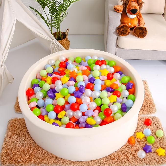 Realhaha Ball Pit Balls 50 100 200 500, Star Shapes for Babies Kids Playpen Plastic Balls for Babies Ball Pool Puppy Playballs