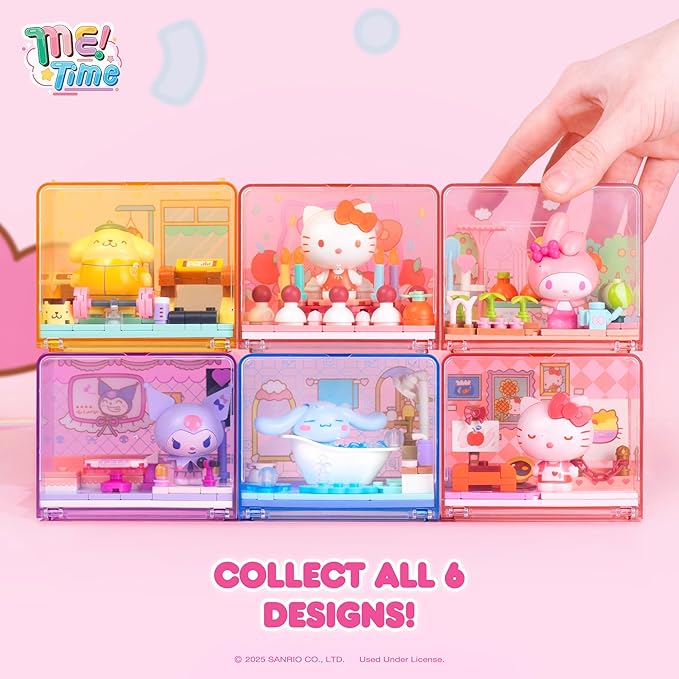 Hamee Sanrio Hello Kitty and Friends 'Me Time' Cute Building Blocks Blind Box – 1 Pc. Mystery Set (Birthday Gift, Party Favor, Gift Basket Filler, Stress Relief, Collectible Toy, Relaxation)