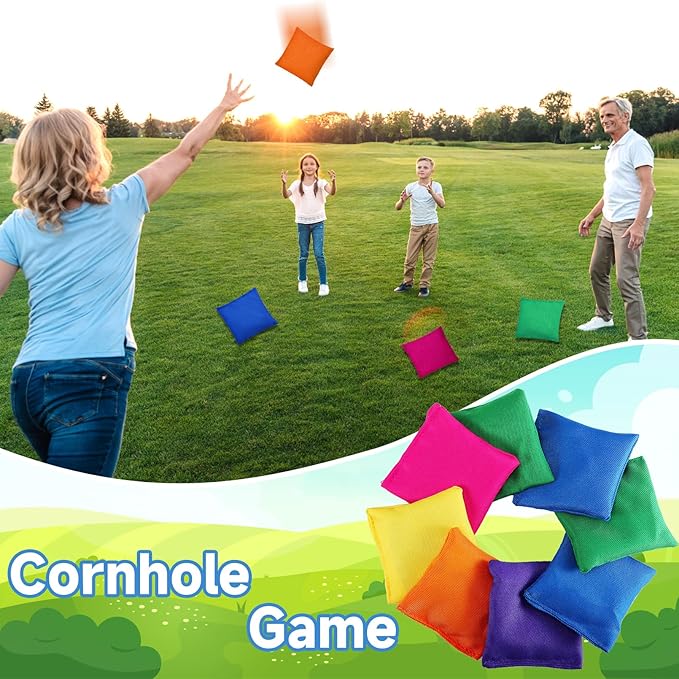 48 Pcs Bean Bags,Nylon Cornhole Bean Bags,Colorful Bean Bags for Tossing,Mini Bean Bags for Kids Outdoor Hand Toss Games Carnival Toy Bean Bag Toss Game(2.5” x 2.5”)