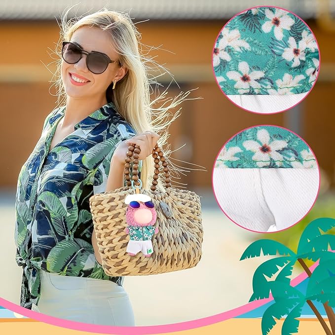 Simgoing 4 Pcs 17cm Dolls Hawaii Outfit Set Summer Floral Shirt Shorts White Vest and Mini Sunglasses Vacation Style Doll Clothes with Accessories Beach Apparel for 17cm Dolls(Gardenias Style)