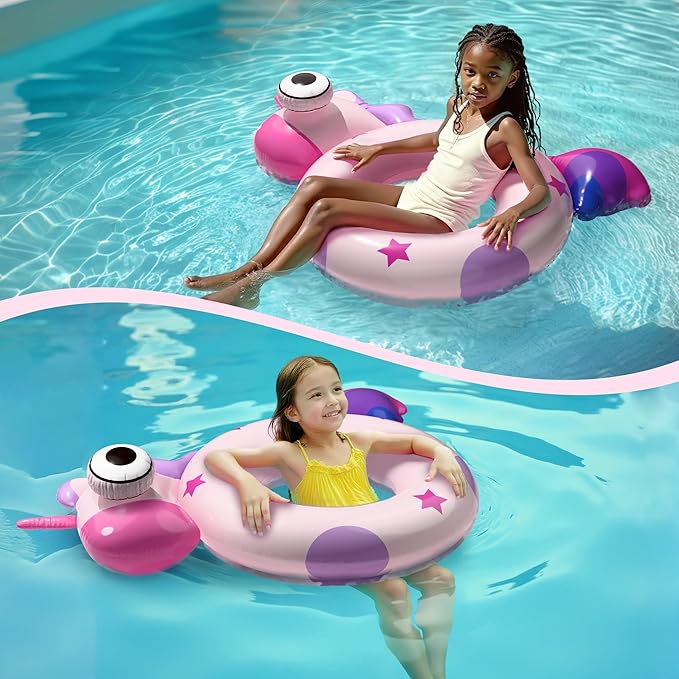 Pool Wave Kids Swim Ring Pool Floats, Girls Unicorn Inflatable Swimming Tube Floaties, Toddler Outdoor Water Floating Toy for Beach Lake, Summer Party Gift for 3 4 5 6 7 8 Year Old Children Teen