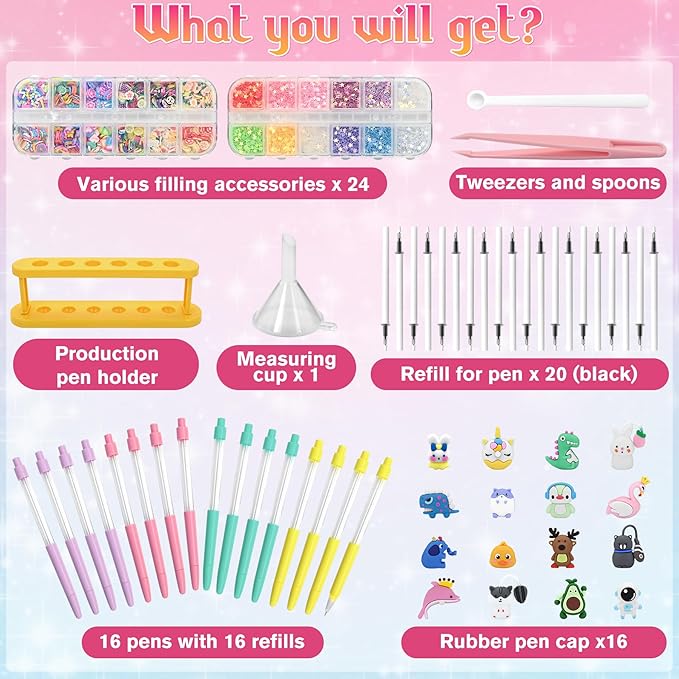 FEMBW Pen Making Kit – DIY Pen Creator Studio with 75+ Craft Pieces, Aesthetic School Supplies for Girls Ages 6–12, Fun Gift & Students Stationery, College Essentials, Birthday & Holiday Idea