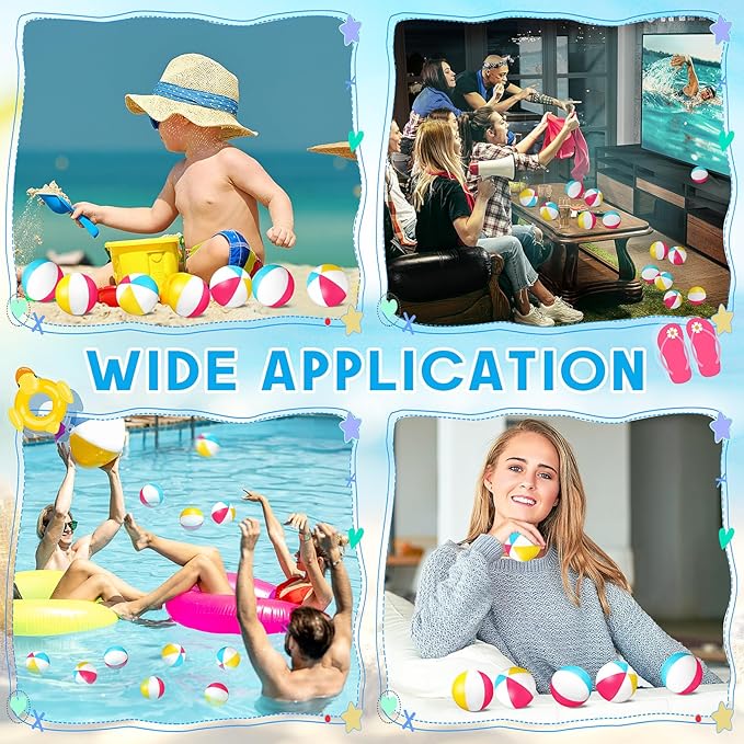 Hungdao 100 Pcs Mini Beach Stress Balls Bulk 2.5" Rainbow Squeeze Small Relief Stress Beach Balls Toys Bulk with Storage Bag for Summer Pool Water Games Hawaiian Birthday Party Favors (Bright Colors)