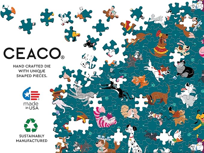 Ceaco - Disney Cats and Dogs - Pets Collage - 300 Piece Puzzle for Adults - Challenging and Perfect for Game Nights - Finished Puzzle Size 21.25 x 15