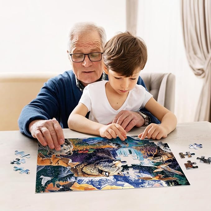 Jeacirio Kids Puzzles Ages 5-8 - Wild Animals Puzzles 100 Piece Jigsaw Puzzles for Kids Ages 4-6 Toddler Puzzle, World of Animals Collection Puzzles Gift Educational Toys for Boys and Girls 4-Pack