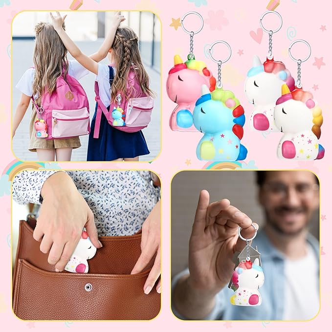 12 Pcs Unicorn Stress Balls Keychains Unicorn Party Favors Cute Inspirational Animal Squeeze Stress Relief Toys for Teachers Students Employees Coworkers Appreciation Birthday Exchange Gifts