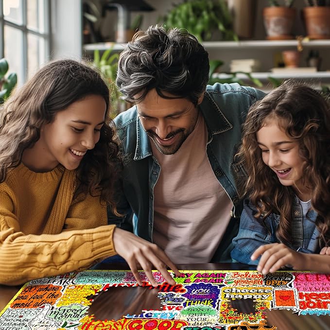 White Mountain 500 Piece Jigsaw Puzzle Retro Nostalgic Collage Puzzles with Large Pieces Gift for Adults and Family 18"x24" - Good Vibes