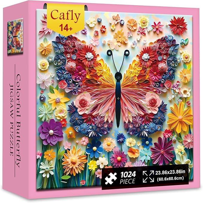 Butterfly Jigsaw Puzzles for Adults 1000 Pieces, Butterflies Difficult Animal Plant Adult and Family Game Challenging Fun Art Wall Decor - Colorful Flower Butterfly Z0814